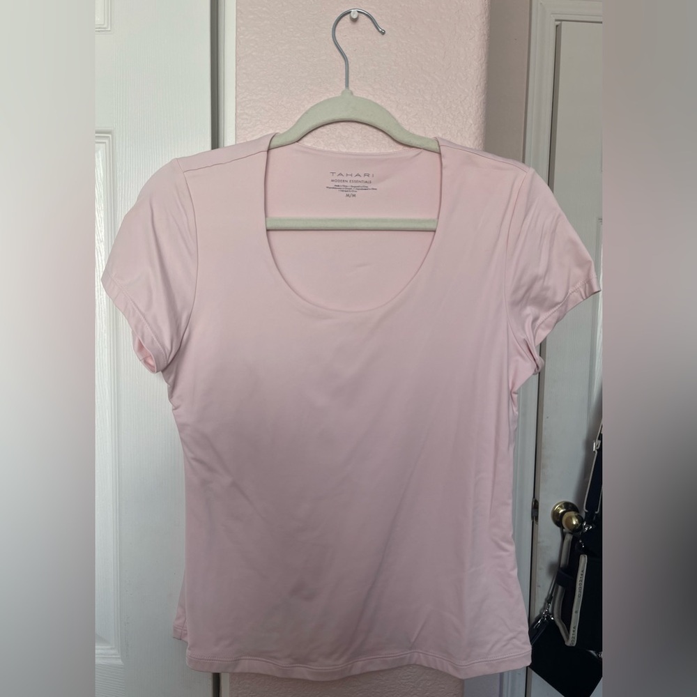 Tahari Pink Fitted Short Sleeve T-Shirt